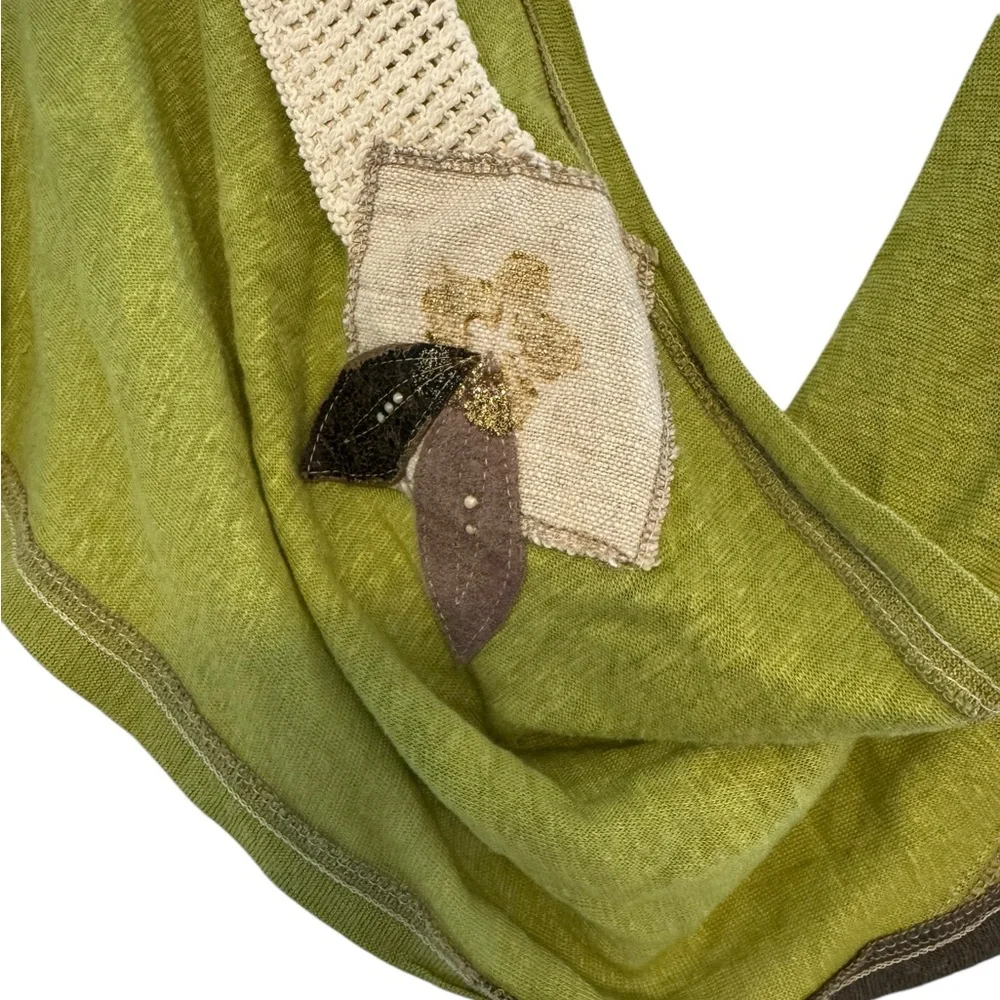 Madeleinene Gaucher Green Euro Linen Made in Quebec Wrap Poncho Art Wear EUC